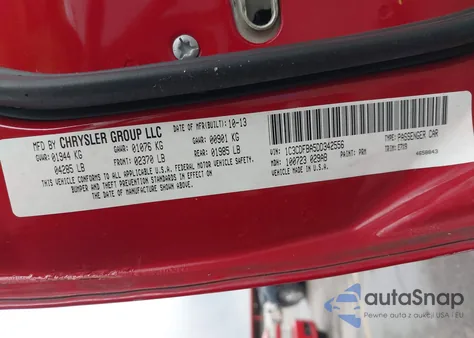 2013 Dodge Dart Sxt из США, поврежденный, VIN 1C3CDFBA5DD342556